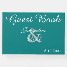 De Visitas Sunset Hearts Verde azulado Libro Verde Boda