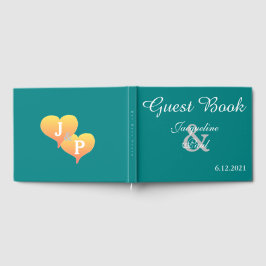 De Visitas Sunset Hearts Verde azulado Libro Verde Boda