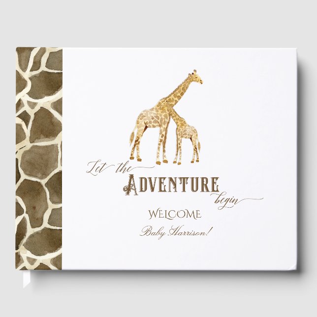 De Visitas Tema del libro Baby Shower Safari Adventure Giraff (Anverso)