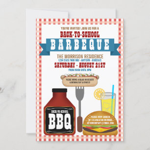 De vuelta a la escuela invitaciones de fiesta de b
