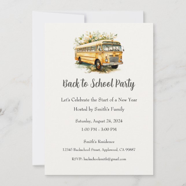 De vuelta a la invitación a la fiesta escolar, fin (Anverso)