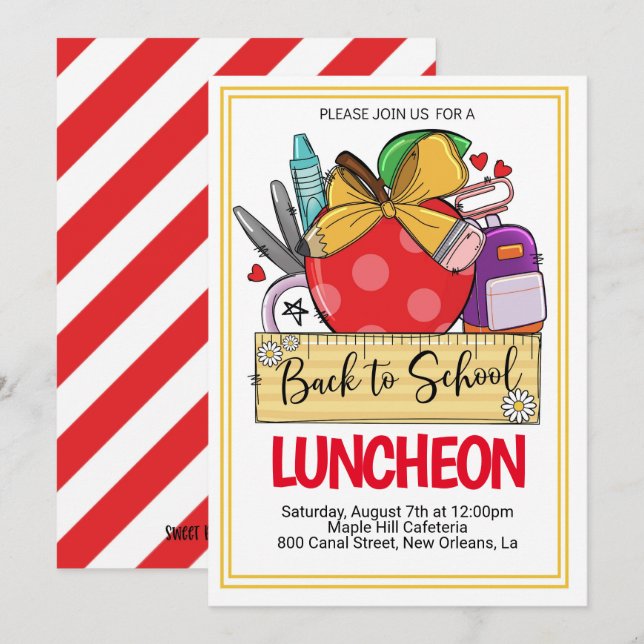 De vuelta a la invitación al almuerzo escolar (Anverso / Reverso)