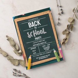 De Vuelta A La Invitación Verde Del Fiesta Escolar