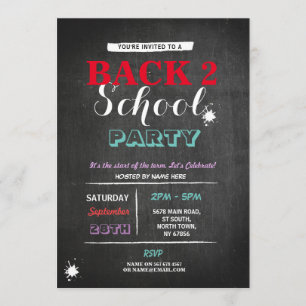 De Vuelta Al Colegio Fiesta Chalkboard Invitación