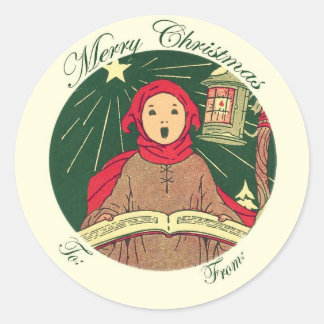 De y hacia Navidades Caroler etiqueta de regalo