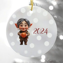 Dearie Navidades Elf Ornamento cerámico