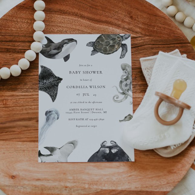 Debajo de la invitación de Baby Shower a Sea Creat (Subido por el creador)