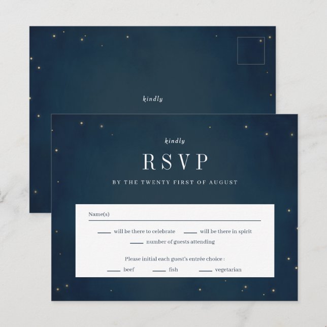 Debajo De La Tarjeta De Respuesta RSVP De La Boda  (Anverso / Reverso)