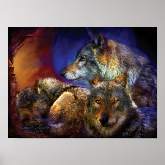 Debajo De Un Poster De Arte De La Luna Azul/Impres (Frente)