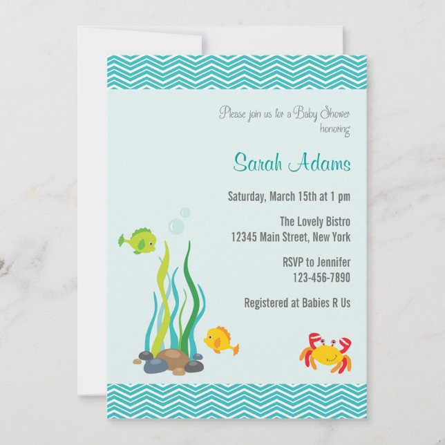 Debajo del azul de océano de la invitación de Baby (Anverso)