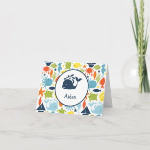 Debajo del mar, cumpleaños náutico Nota de agradec