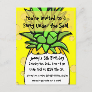 Debajo del mar, invitación del cumpleaños del niño