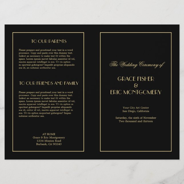 Decadent Deco elegante moda programa formal de bod (Anverso)