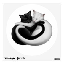 Decal de paredes de gatos de amor blanco y negro