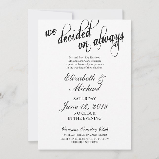 Decidimos Siempre Invitación De Boda (Anverso)