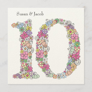 Décimo aniversario de bodas invitación personaliza