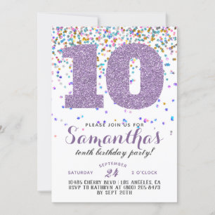 Décimo cumpleaños: Confetti invitación