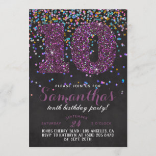 Décimo cumpleaños: Confetti invitación