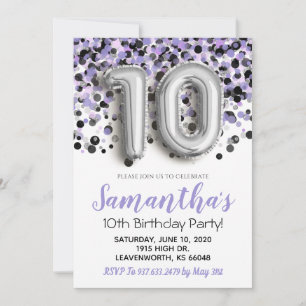Décimo cumpleaños: Confetti invitación