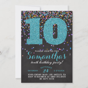 Décimo cumpleaños: Confetti invitación