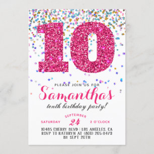 Décimo cumpleaños: Confetti invitación