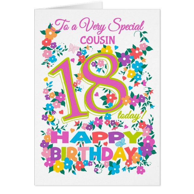 Décimo octavo cumpleaños floral elegante para el (Frente)