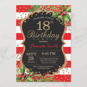 décimo octavo Invitación del cumpleaños. Oro negro
