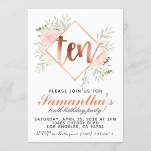 Décimo Rosa Invitación a cumpleaños