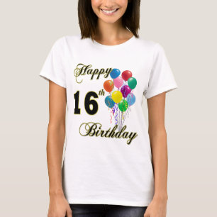 Décimosexto camiseta feliz del cumpleaños