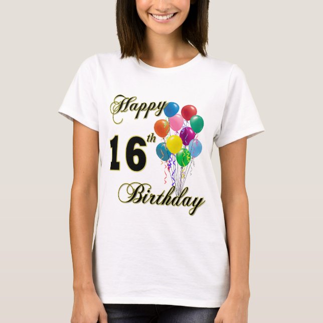 Décimosexto camiseta feliz del cumpleaños (Anverso)