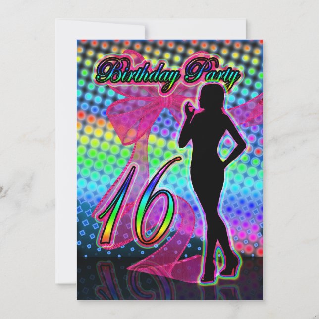 décimosexto Invitación de la fiesta de cumpleaños, (Anverso)