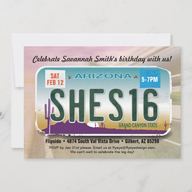 Décimosexto invitación de la licencia de Arizona (Anverso)