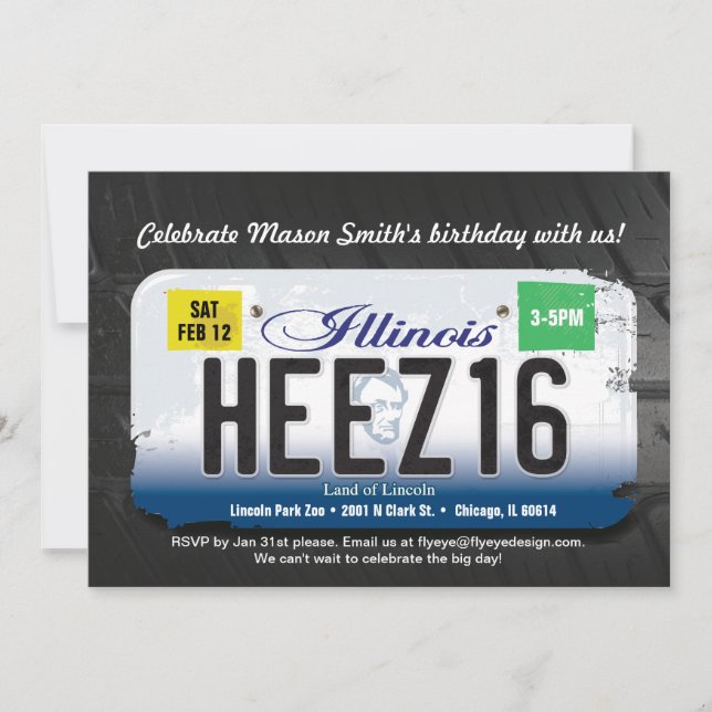 Décimosexto invitación de la licencia de Illinois (Anverso)