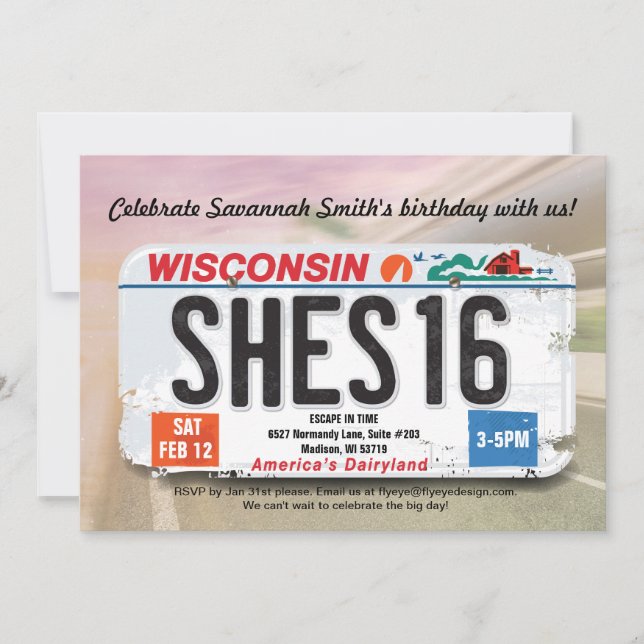 Décimosexto invitación de la licencia de Wisconsin (Anverso)