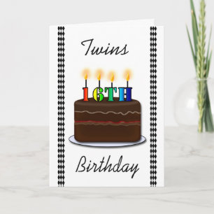 Décimosexto tarjeta de cumpleaños de los gemelos