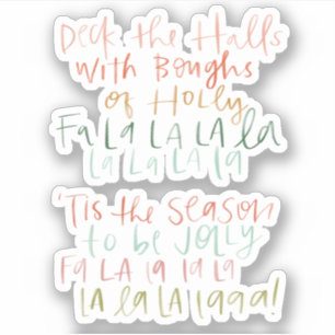 Deck the Halls Hand Lettered Pegatinas