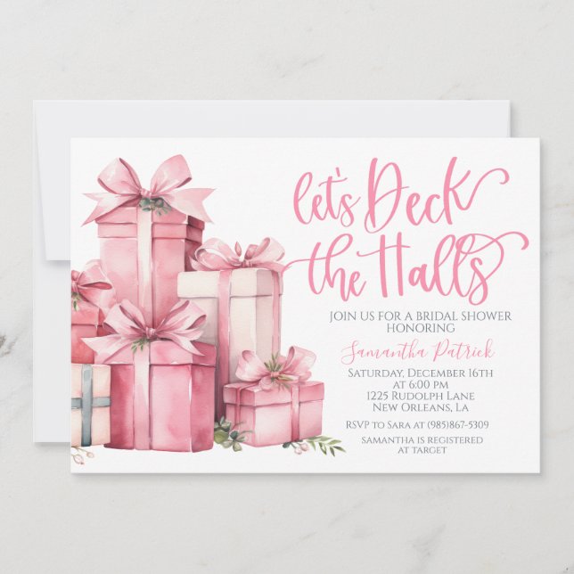 Deck the Halls Navidades Bridal Shower Invitación (Anverso)
