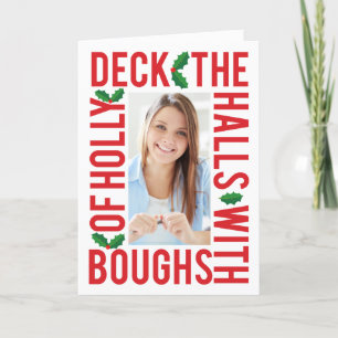 Deck the Halls Personalizable Photo Navidad Card,