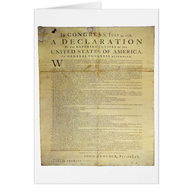 Declaración de Independencia 1774 del costado de (Frente)