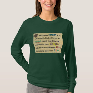 Declarar el derecho a la vida en camisetas de muje