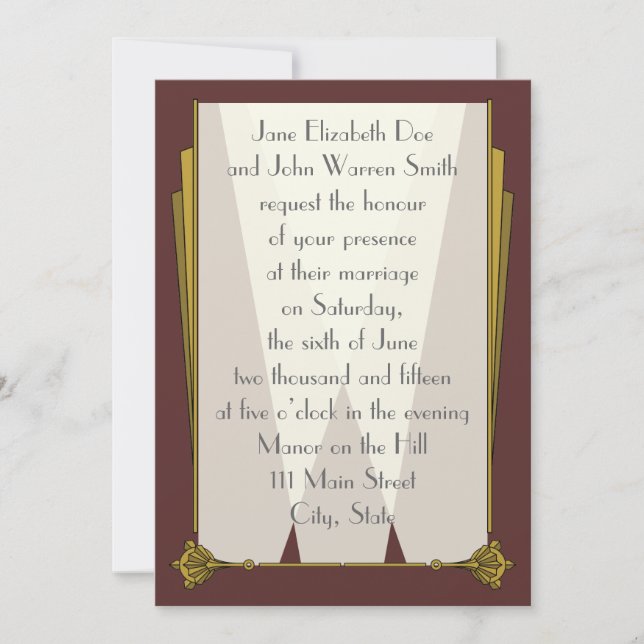 Deco artístico swanky en la invitación a la boda r (Anverso)