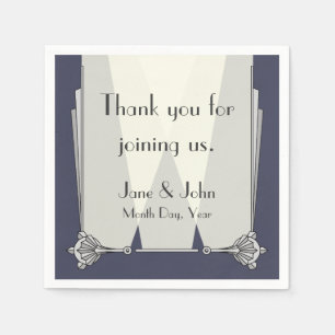 Deco artístico swanky en la servilleta azul