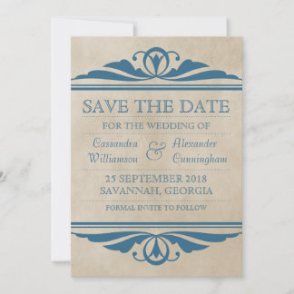 Deco de Blue Elegant Guardar la invitación de fech