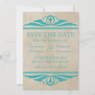 Deco elegante verde azulado Guardar la invitación 