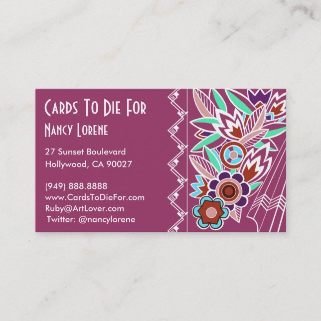 Deco intrépido floral en color de rosa - tarjetas (Anverso)