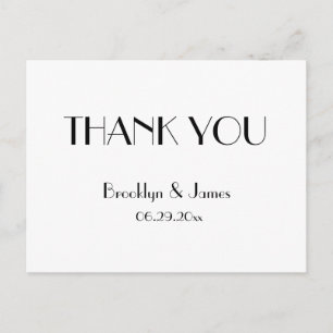 Deco mínimo Boda blanco Gracias Postales