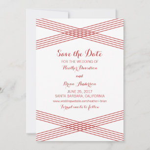 Deco rojo moderno Guardar la invitación de fecha