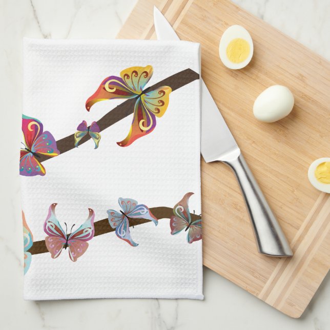 Decor Butterflies toalla de cocina americana MoJo (Doblado Cuarto)