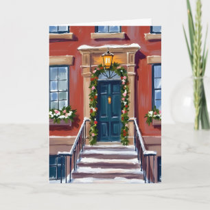 Decora los pasillos Ciudad Brownstone de Navidad