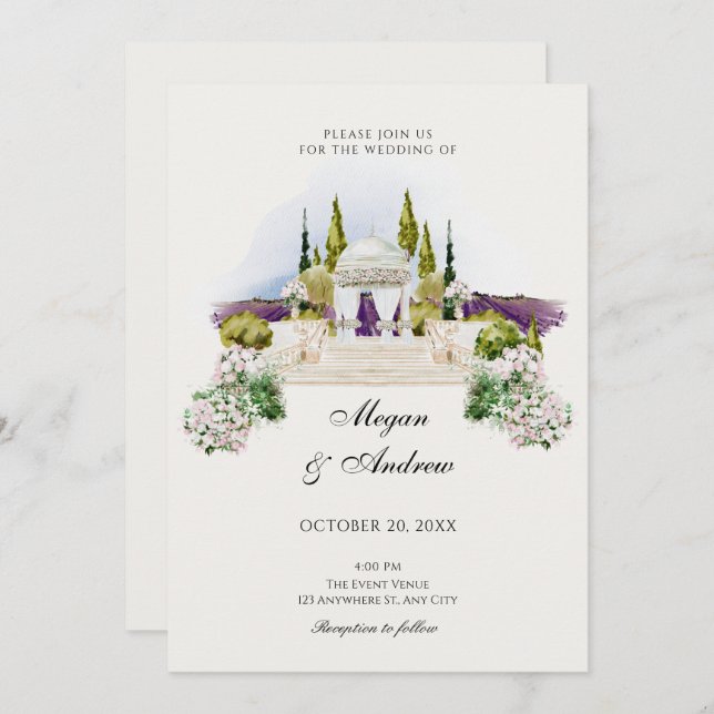 Decoración boda del jardín Invitación (Anverso / Reverso)